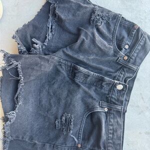 Distressed Aeropostale Black Denim Shorts